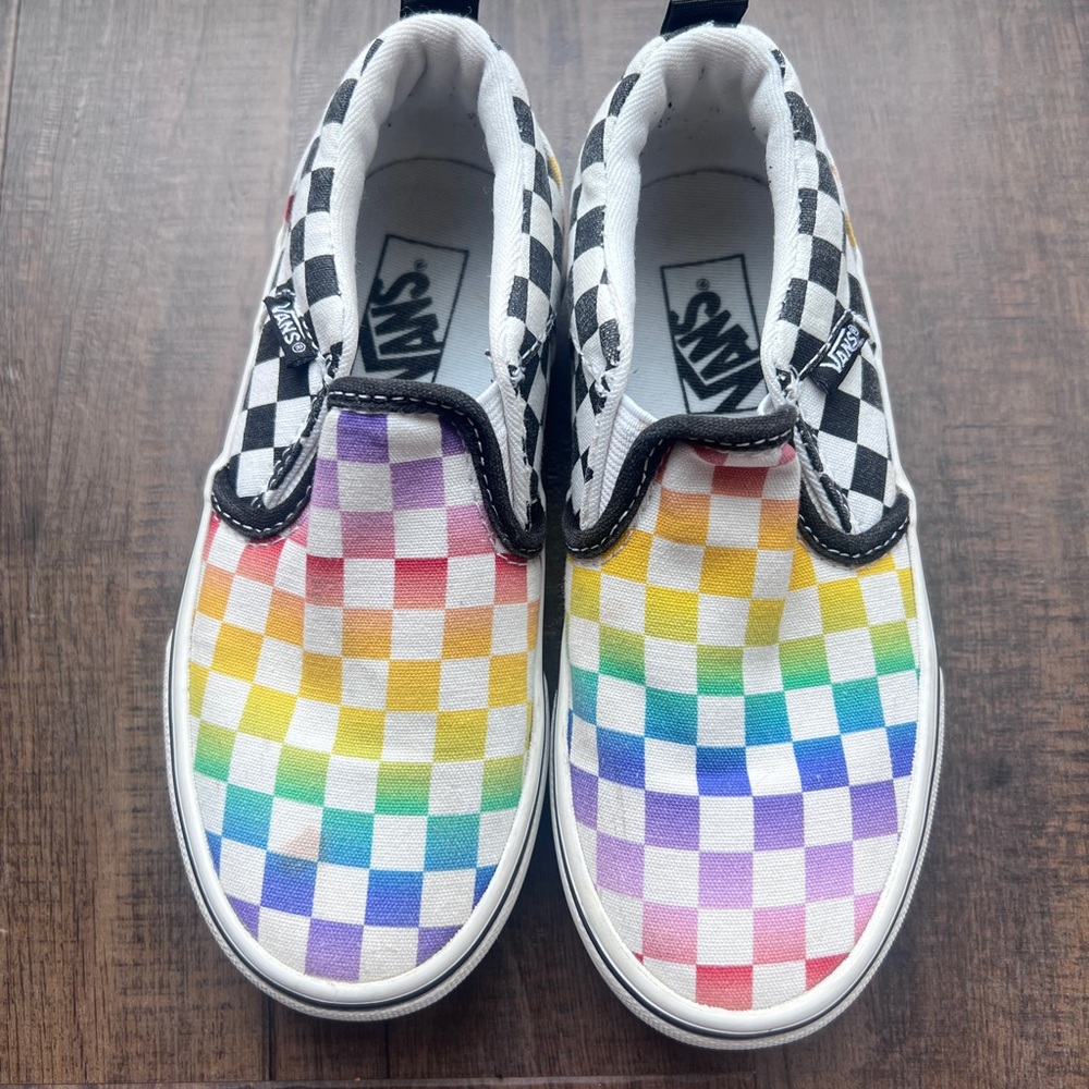 Vans Kids Rainbow Checkered Slip-On Sneakers